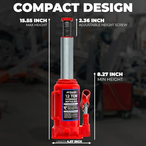 Image of XtremepowerUS 12 Ton (24,000 Lbs) Capacity Hydraulic Lifting Bottle Jack Fit Repair Automotive for Car, Pickup, Truck, RV, Auto Repair Vehicle Tand House Lift W /Long Handle