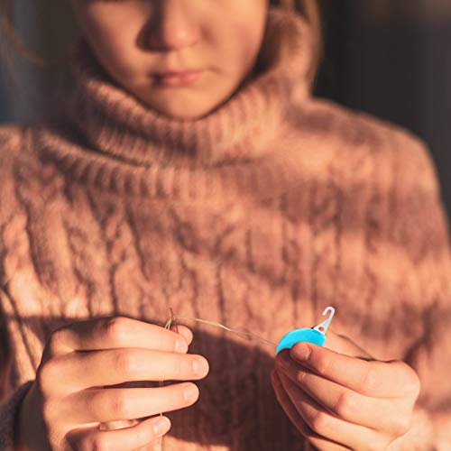 image for Chuangdi 6 Pieces 3-in-1 Plastic Needle Threaders, Plastic Wire Loop D