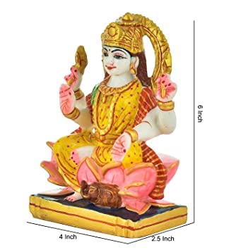 Image of Lord Marble Dust Laxmi Ganesha Idol for Home & Office Decorative II Pooja Room II Diwali Puja II Gift Items II Showpiece II Gift Items (7 X 3 Inches)