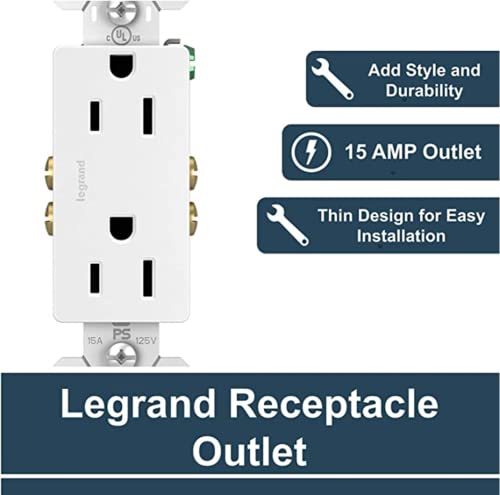 Legrand - Pass & Seymour Power Outlet, 15 Amp Tamper Resistant Outlet To Use As Wall Outlet And Duplex Decorator Outlet, White Electrical Outlet, 885Wcc21, 1 Count #TOP1