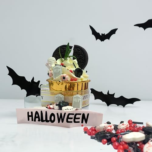 Image of Halloween Sprinkles Candy Eyes for Decorating Edible Eyeballs Skull Bones Tombstone Sprinkles Halloween Cupcakes Toppers Sprinkle for Cake Ice Cream Desserts