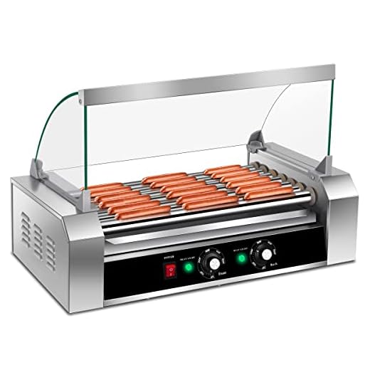 Giantex Electric Sausage Grill Hot Dog Grill Cooker 7 Rollers for 18 Hotdogs Stainless Steel Hot Dog Warmer Sausage Grilling Machine Sausage Roller Grill w/Cover, Commercial Grade 1200W