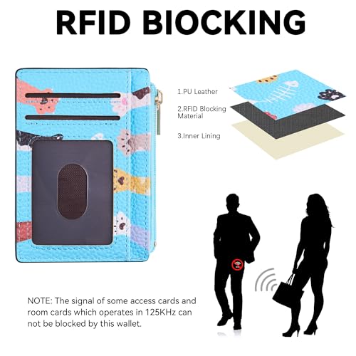 Image of Tipmile Womens Credit Card Holder Wallet, Small Slim RFID Blocking Sleeve | Mini Tiny Cute ID Case, Minimalist Zipper Pocket Wallet, Thin Coin Purse, Mothers Gift