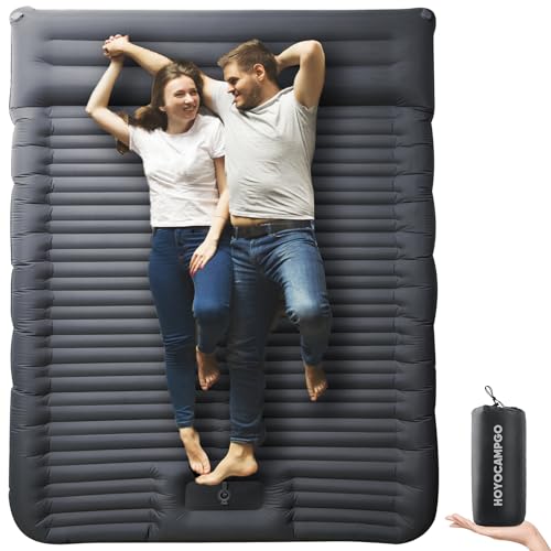 HOYOCAMPGO Double Sleeping Pad, Self Inflating 2 Person Camping Mat Extra Thick Ultralight Inflatable Camping Pad with Pillow Built-in Foot Pump for Camping Hiking Backpacking Tent Traveling