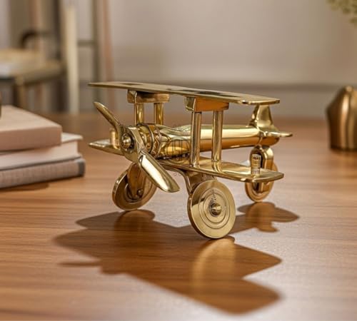 Image of DSH CRAFTING YOUR CURIOSITY Brass Jet Plane Vintage Aeroplane Table Top Decorative Showpiece Miniature Statue Home Interior Decor Item Gift