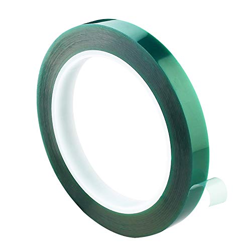Vogueing Tool 33M PET High Temp Tape, Green High Temperature Heat Resistant Tape For Insulating Circuit Boards, Masking (5Pcs - 22mm)