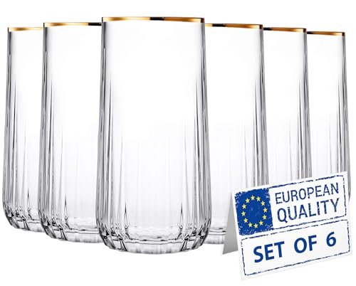 Biandeco Gold Rimmed Drinking Glasses | Set of...