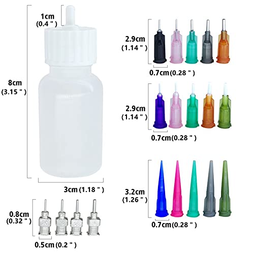 4Pcs Kenzy Temporary Tattoo Kit Applicator Bottles,Multi Purpose Precision Applicator With 16 Blunt Tips Needles 4 Blocking Caps For Tattoo Cone Paste Body Art Paint Diy Project #TOP2