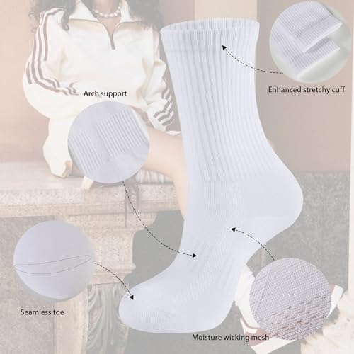 YOJOOM Socken Damen 6 Paar Tennissocken 35-38 39-42 Baumwollsocken Atmungsaktiv Sport Socken für Damen laufsocken (DE/NL/SE/PL, Numerisch, 39, 42, Regular, Regular, Mischfarben 6 Paar)