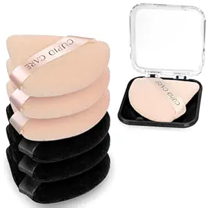 Cupid Care 6 Pcs Triangle Powder Puff with 2 Travel Cases