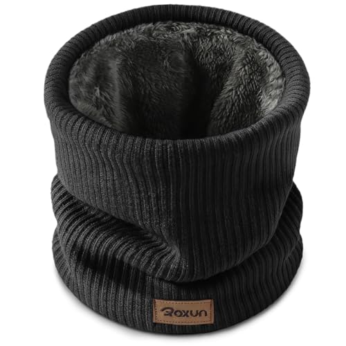 ROXUN Winter Neck Gaiter, Neck Warmer Cover Ski Gaiters for Men/Women Fleece Thick Elegant Stylish Black
