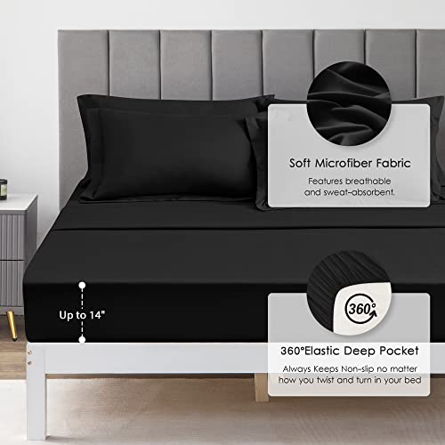 Love's Cabin Full/Queen Comforter Set Black, 7 Pieces Queen Bed In A Bag, All Season Full/Queen Bedding Sets With 1 Comforter, 1 Flat Sheet, 1 Fitted Sheet, 2 Pillowcase And 2 Pillow Sham #TOP3