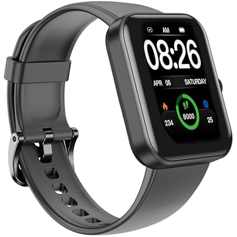 YTE PRO Smart Watch for Women Men, 1.83''HD Fitness Watch with Heart Rate/Blood Oxygen Monitor/Sleep Monitor, IP68 Silicone Smart Watches with 110+ Sports Modes Steps Monitor Carbon Black Cover