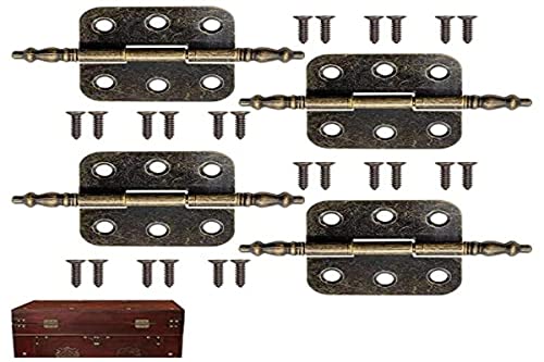 Charnières Laiton Antique avec 24 Vis Charnière Plate Vintage 70 * 35mm Charniere Porte Placard Vintage Charnières Pliantes en Bronze Charnière Meuble Ancien pour Boite à Bijoux, Armoire