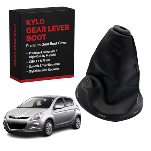 Image of KYLO Leather Gear Shift Cover - Anti-Slip, Durable, Washable Gear Knob Protector for Manual Cars Suitable for (GL Cover I-20)