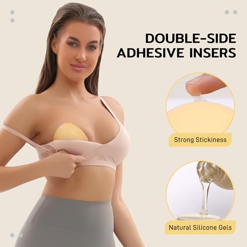 Niidor Bra Pads Inserts, Sticky Fabric Inserts Reusable, Push Up Sport Cups Inserts for Bikini Swimsuit Dress2