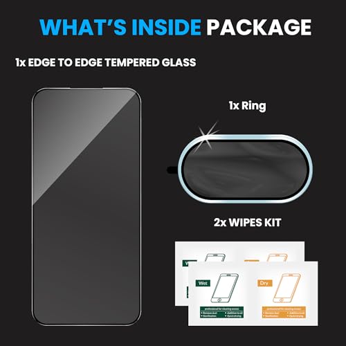 Image of FIRST MART Tempered Glass for Poco X8 Pro Max 5G with Blue Camera Ring Guard & Installation Kit | HD Clear Edge-to-Edge Screen Protector, Scratch Resistant, Case-Friendly | Pack of 1
