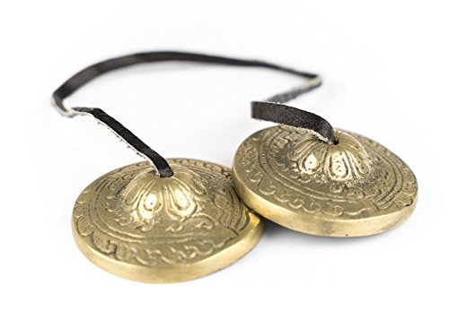 Klangschalen-Center Zimbeln, handgefertigt in Nepal, inklusiv Hülle aus traditionellem Stoff -5035- - Image 4