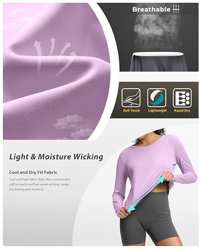 Image of Soothfeel Lightweight Long Sleeve Workout Tops for Women Gym Running Shirts