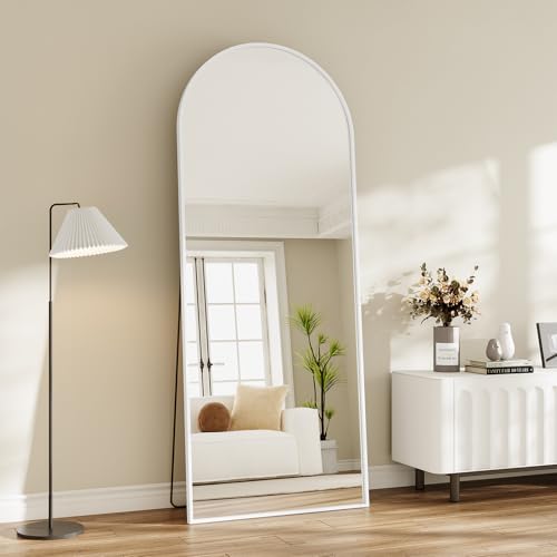 Image of Mirror Full Length, 26 inchx71 inch Large Arched Floor Full Length Mirror with Stand, Room Decor Big Full Body Floor Mirror with HD Tempered Glass Aluminum Frame for Bedroom Living Room, White
