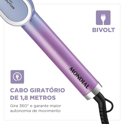 Escova Alisadora By Juliette, Mondial, Azul/Rosa, 36W, Bivolt - EA-JU-03