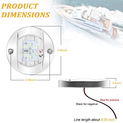 Pseqt 4Pcs Marine Boat Interior Lights, 12V Led Boat Deck Courtesy Light 3'' Round White 6 Led Stern Transom Anchor Light Waterproof Night Fishing Pontoon Lights Surface Mount #TOP5