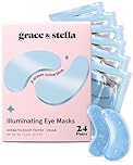 Award Winning Under Eye Mask - Reduce Dark Circles, Puffy Eyes, Undereye Bags, Wrinkles - Gel Under Eye Patches, Vegan Cruelty-Free Self Care by grace and stella (24 Pairs, Blue)