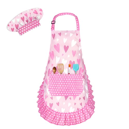 Kids Aprons for Cooking, Toddler Apron for Girls with Pockets for Cooking