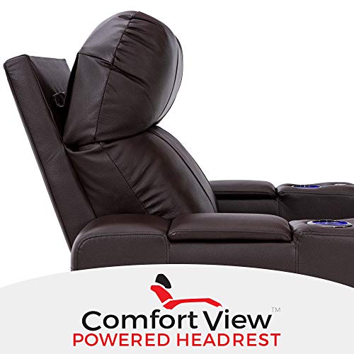 Seatcraft Julius Power Recliner - Home Theater Seating - Living Room - Big and Tall - Living Room - 400 lbs Capacity - Italian Leather - Powered Headrest, Single, Brown