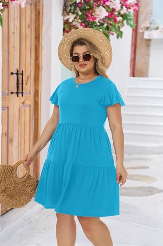 Image of HiMONE Summer Dresses for Women 2025 Vacation Sundresses Ruffle Sleeve Boat Neck with Pockets A Line Casual Dress XS-2XL