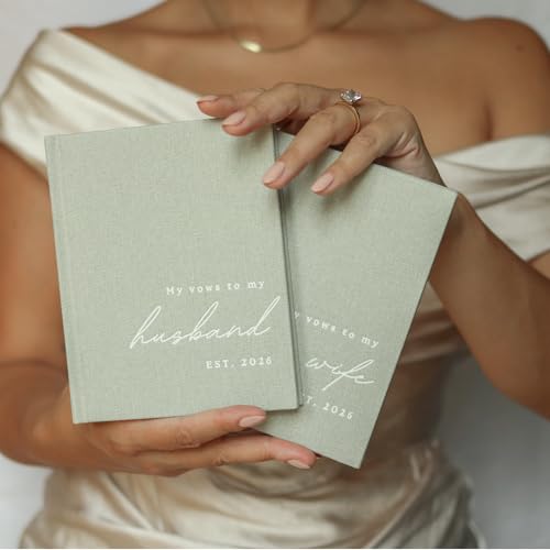 Image of Wedding Vow Books His and Hers 2 Pack Personalized 2026 Year Linen Vow Book