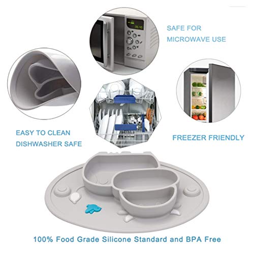 Silicone Divided Toddler Plates - Portable Non Slip Suction Plates Placemat For Children Babies And Kids Bpa Free Baby Dinner Plate Bowl #TOP1