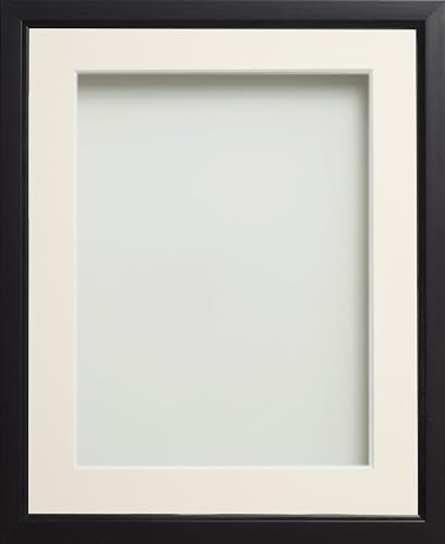 Frame Company Black Drayton Range Frame With Ivory Mount, 12X10 For 10X8 *Choice Of Sizes* Fitted With Real Glass