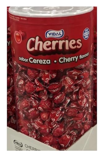 Vidal Golosinas Cherries. Caramelo de goma grageado sabor cereza. 1.3 Kg