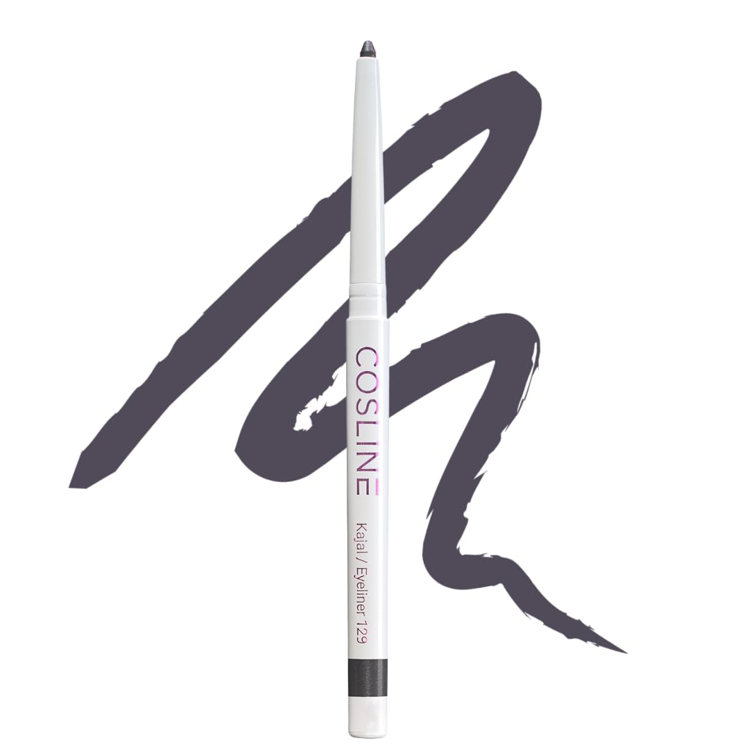 COSLINE Kajal Eyeliner Aubergine 129, Wasserfester Kajal, Dunkler neutraler Lidstrich, Nicht so "hart" wie Schwarz, Weiches Auftragen, Starke Pigmentierung, Vegan, Made in Germany