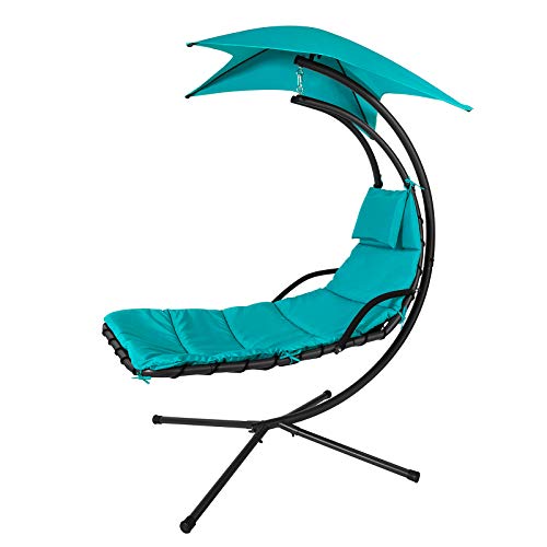 SoBuy OGS39-TB Ligbed met parasol Zonneluifel Hangstoel Modern Lounge Draagvermogen 120kg