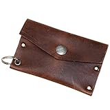 Hide & Drink, Leather Riveted Envelope Keychain, Holds Up to 4 Cards / Card Organizer / Holder / Case / Rustic / Cash / Accessories, Handmade Includes 101 Year Warranty :: Bourbon Brown