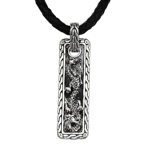 NOVICA Artisan Handmade Men's Sterling Silver Pendant Necklace Dragon for Leather No Stone Cord Indonesia Animal Themed Halloween [20 in L 4 mm W Pendant(s) 2 in L x 0.5 in W x 0.2 in D] ' Bold
