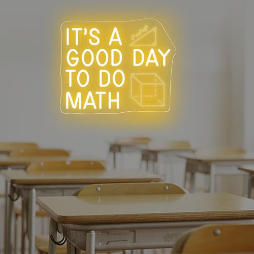 Image of It's A Good Day To Do Math Neon Sign, Math Classroom Decor, Math Teacher Gift, Funny Classroom Art Wall Decoration, 16.5 inchx13 inch, Yellow