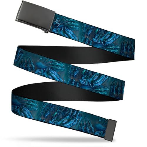 Buckle-Down Men's Web Belt Tattoo Johnny Brutal Blue, Multicolor, 1.5