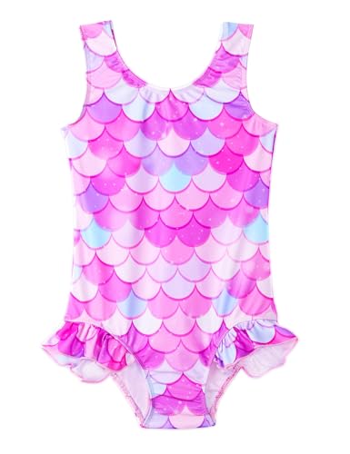 Image of Snowheart Girls Bathing Suit Toddler Swimsuit Girl Hawaiian Floral Ruffle One-Piece Breathable Swimwear 4-10T