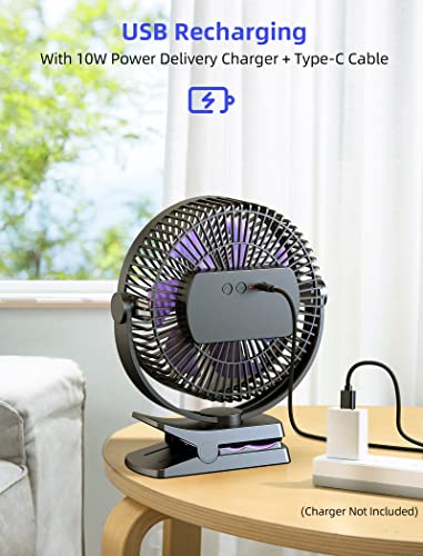 Airbition 10000Mah 8-Inch Clip On Fan Rechargeable, Battery Operated Powered Usb Clamp Fan Portable For Golf Cart Rv Car Travel Camping Tent Workout Treadmill Personal Bed Desk #TOP4