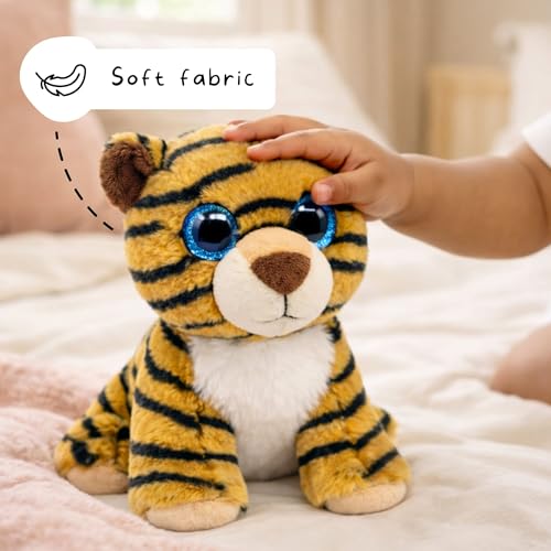 Image of TOYTALES Little Tiger Plush Soft & Cuddly Stuffed Animal Toy for Kids & Babies | Cute Tiger Plush with Sparkly Eyes | Huggable Birthday & Baby Shower Gift 22CM
