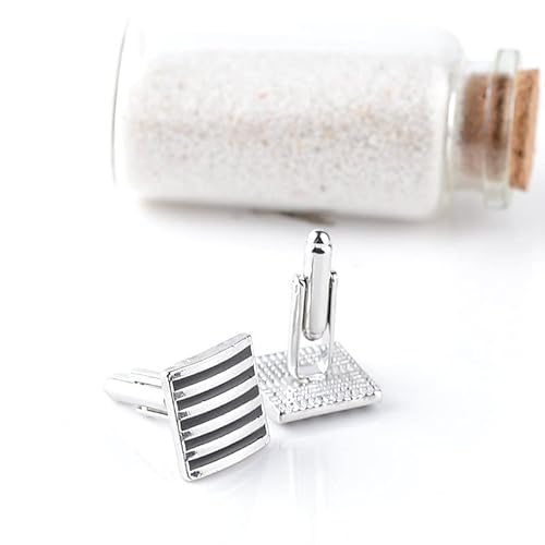 Sdfgh Classic Stripe Cufflink Silver Plated Enamel Men's French Cufflink Party Gift Man Wedding Suit Cuff Men Jewelry (Color : B, Size #TOP2