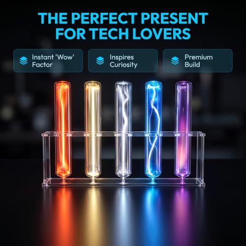 DOJBK 5 Noble Gas Glow Tubes Set, Sealed Gas Discharge Tube, with Excitation Base & Stand, Inert Gas Glow Demonstration, 99.99% Purity, Ne/kr/he/xe/ar, Vacuum Sealed, for Party Decoration - Image 5