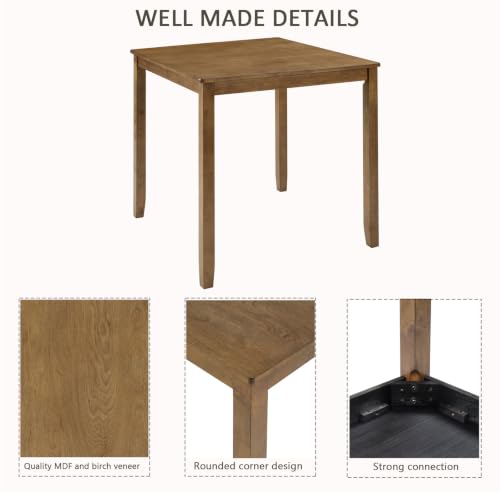 Image of Harper & Bright Designs 5-Piece Counter Height Dining Set - Square Table & 4 X-Back Chairs, Solid Wood & MDF Frame, Waterproof Surface, Easy Assembly, Ideal for Small Kitchens & Apartments,Oak Finish