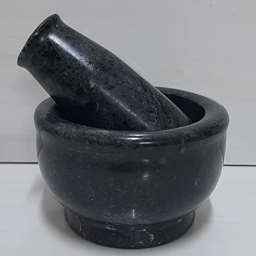 RS Crafts India Green Marble Mortar & Pestle/Imam Dasta for Grinding/Mashing. Diameter(4 inch) Marble Masher with Special Design of Pestle