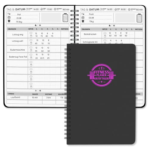Trainingstagebuch Deutsch mit 186 Workout für dein Krafttraining, Undatierte Trainingsbuch A5, Fitness Journal für Fitnessenthusiast, Gym Buch, Workout Tagebuch für Bodybuilding im Gym & ​Heimtraining