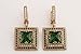 Turkish Handmade Jewelry Hurrem Square Shape Emerald and Round Cut Topaz 925 Sterling Silver Jewelry Set Earrings,Pendant and Ring Size Option