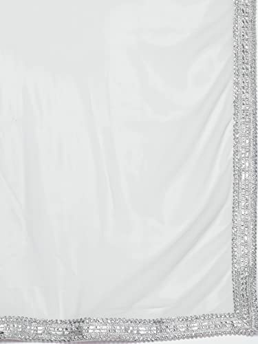 Image of ZIYAA Women's Grey Chanderi A-Line Kurta Palazzo And Dupatta Set(ZISKDCH3930)